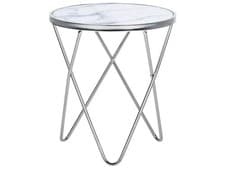 Image of Marble Effect Side Table White with Silver MERIDIAN II