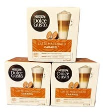Image of 3 x Packs Of Nescafe Dolce Gusto Latte Macchiato Caramel (36 Pods, 18 Drinks)