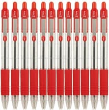 Image of Zebra Z-Grip Medium Retractable Metal Clip Ball Pen - Red (Pack of 12)