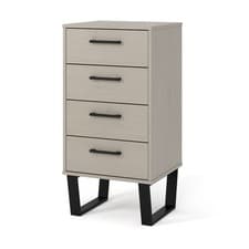 Image of Texas Narrow 4 Drawer Chest, Industrial Style, Antique Wax Finish, Metal Frame