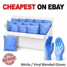 Image of Blended Blue Nitrile Vinyl Powder Free Disposable Gloves with Enhanced Grip