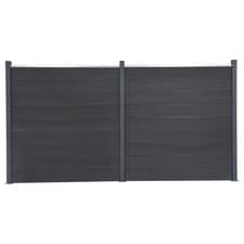 Image of Garden fence panel set 353x186cm Grey WPC/Aluminium/Steel Double-Sided Modular.
