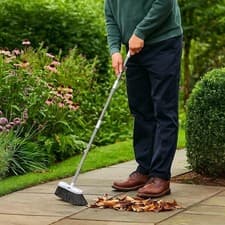 Image of Extendable Bristle Brush Stainless Steel Handle Heavy Duty Cleaning Garden Patio