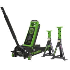 Image of Sealey Trolley Jack 3 Tonne Axle Stands Pair 3 Tonne Stand Combo 3040AGCOMBO1