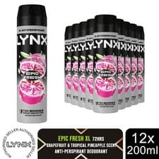 Image of Lynx Epic Fresh Anti Perspirant Body Spray 200ml 12 Pack Mens Deodorant 72H