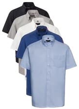 Image of Russell Plain Cotton Blend Easy Care Iron Mens Short Sleeve Oxford Shirt