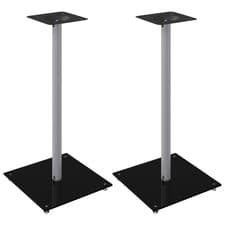 Image of Speaker Stands 2 pcs Black and Silver Tempered Glass 1 Pillar Design vidaXL