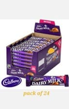 Image of Cadbury Dairy Milk Chocolate Bar 45g x 24 Bars  Free Delivery. DATE: 01/2027