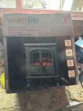 Image of Warmlite 2kW Matt Grey Cast iron effect Electric Stove