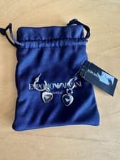 Image of NWT Emporio Armani Sterling Silver Heart Dangle Earrings Luxury jewelry Designer