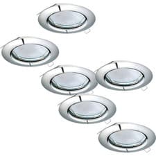 Image of 2 PACK 3 PACK Flush / Recessed Ceiling Downlight Chrome Steel 3x 3W GU10