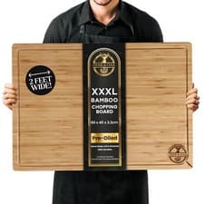 Image of XXX-Large Chopping Board Solid Wooden Bamboo Cutting Serving Wood Kitchen Food