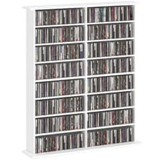 Image of HOMCOM CD Storage Unit DVD Tower Blu-ray Storage Shelf for Office, White