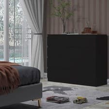 Image of 8 Drawer Chest of Drawers Bedroom Furniture Scandinavian Handleless Matt Black