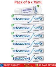 Image of Sensodyne Rapid Relief Whitening Toothpaste for Sensitive Teeth, 6 X 75ml