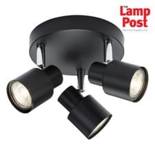 Image of Knightsbridge CSP2MB 230V GU10 Triple Spotlight Ceiling Light - Matt Black