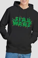 Image of Star Wars Christmas Lights Logo Mens Hoodie S-2XL Black