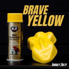 Image of Brake Caliper Yellow High Gloss Heat 260°C Resistant Paint Spray 400ml K2 2x