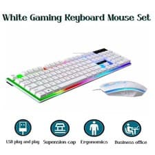 Image of RGB Gaming Keyboard Mouse Set USB Wired Rainbow LED Backlit for PC Laptop PS5 Xb