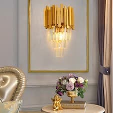 Image of Luxury E14 Crystal Wall Light,LED Indoor Wall Lamp,for Bedroom,Hallway Gold