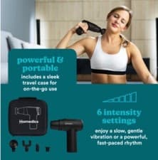 Image of Homedics NOVO Mini massage gun with travel case & 4 attachments 6 levels New