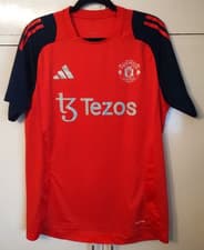 Image of Manchester United Football Tiro 2024 25 Training Top Large Adidas Tezos Red