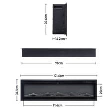 Image of 40 50 60" Home Electric Fireplace Wall Mounted/ Built-in LED Fire 9 Colour Flame