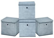 Image of Fabric Storage Boxes with Lids Foldable Collapsible Home Organiser Cubes Pack 4