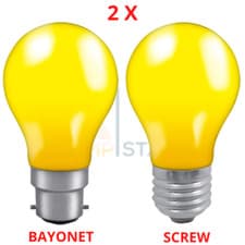 Image of 2x Yellow Crompton Colourglazed GLS 25W Decorative Light Bulb Lamp Decor BC E27