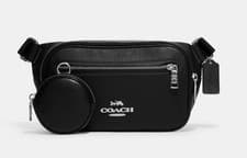 Image of Coach Unisex Black Elias Refined Pebble Leather Belt Bag (CJ507) - NWT