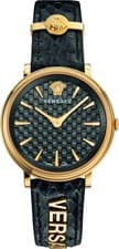 Image of Versace VE8101019 V-Circle Lady gold black Leather Women's Watch NEW