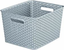 Image of Storage Basket Box Plastic Curver My Style 18Lt Vintage White & Grey Rectangular