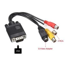 Image of VGA SVGA to S-Video 3-RCA Composite TV AV Out Converter Adapter PC Cord Cable