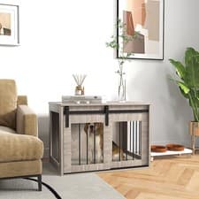 Image of Dog Crate Furniture for Extra Large Dogs with Removable Cushion - Walnut Brown