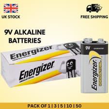 Image of ENERGIZER 9V PP3 INDUSTRIAL ALKALINE BATTERIES SMOKE ALARM LR22 MN1604 6LR61 UK
