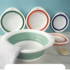Image of 43cm Large Collapsible Round Bowl Wash Basin Space Saving Camping Washing Up