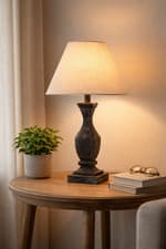 Image of Incia Fluted Wooden Table Lamp