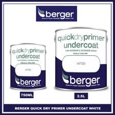 Image of Berger Quick Dry Primer Undercoat White For Exterior & Interior Timber & Metal
