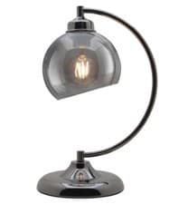 Image of Modern Vintage Smoked Glass Shade Black Nickel Table Desk Bedside Lamp M0234