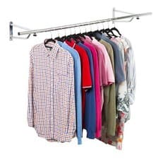 Image of Clothes Rail Wall Mounted Garment Hanging Wardrobe Rack Storage 6ft Chrome