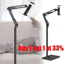 Image of 360° Universal Adjustable Floor Stand Holder For iPad/Tablet/Phone 4~11" Black