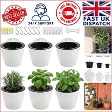 Image of 6 Pack Self-Watering Vertical Garden Hanging Pots for Herbs & Succulents White