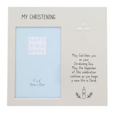Image of Christening Photo Frame 4'x6' with Embossed Cross and Blessing
