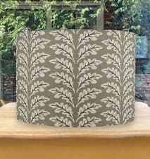 Image of Sage Oak Leaf Botanical Lampshade Foliage Pattern Ceiling Pendant Drum Shade