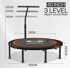 Image of Mini Trampoline Foldable Fitness Jumper Rebounder Bouncer Excercise Gym 40/48"