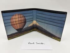 Image of PAUL SMITH Mount Fuji Signature Stripe Balloon Billfold Black Leather Wallet