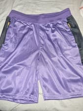 Image of Mens Money Shorts Size Uk L Unused Deep Purple Logo Sides Zip Pockets