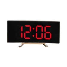 Image of LED Curved Digital Alarm Clock USB Temperature Mirror Display Snooze Bedside