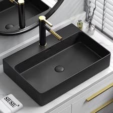 Image of Bathroom 500mm Ceramic Wash Basin Modern Rectangular Countertop Sink w/Drain UK