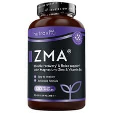 Image of Nutravita ZMA 120 Vegan Capsules Zinc Magnesium Vitamin B6 Made in UK